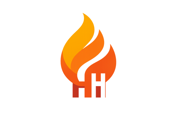 remove the heat and make the fire more simple and abstract. put "HH" in it